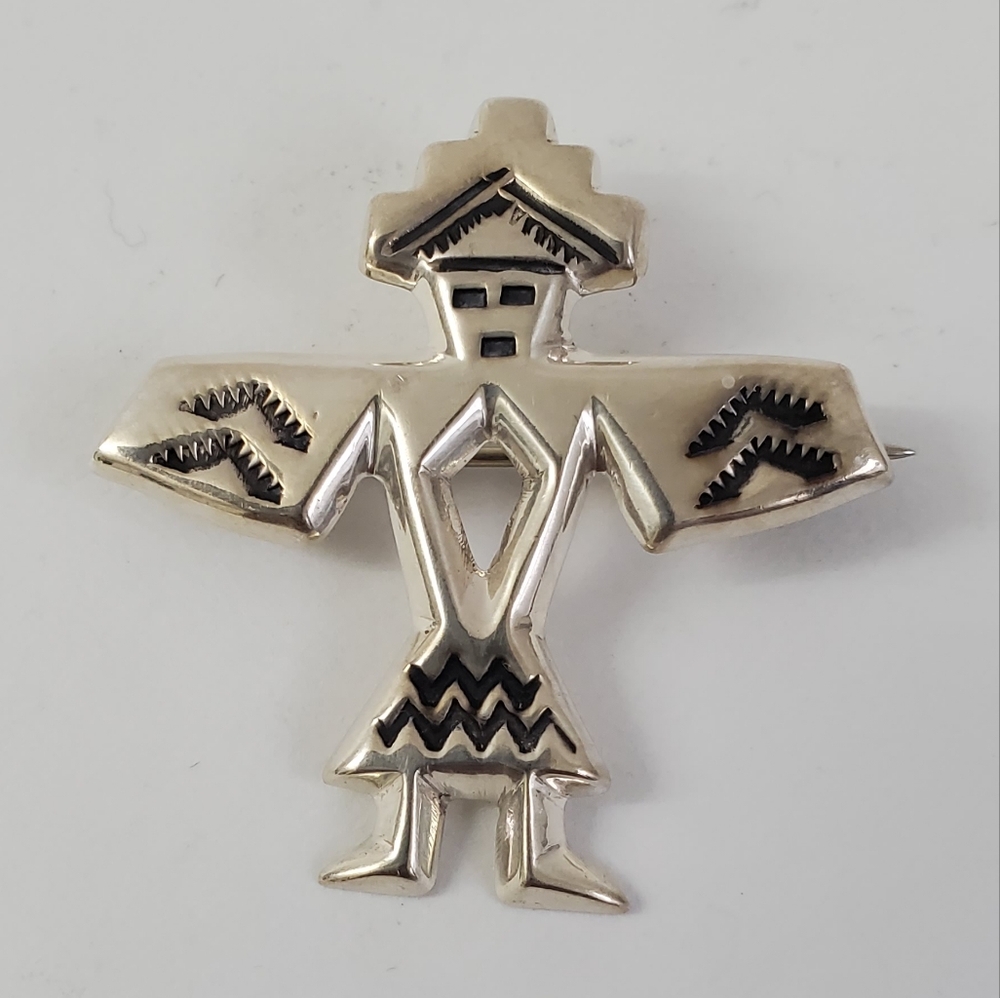 Sterling Silver 925 Native American Figure Style Brooch